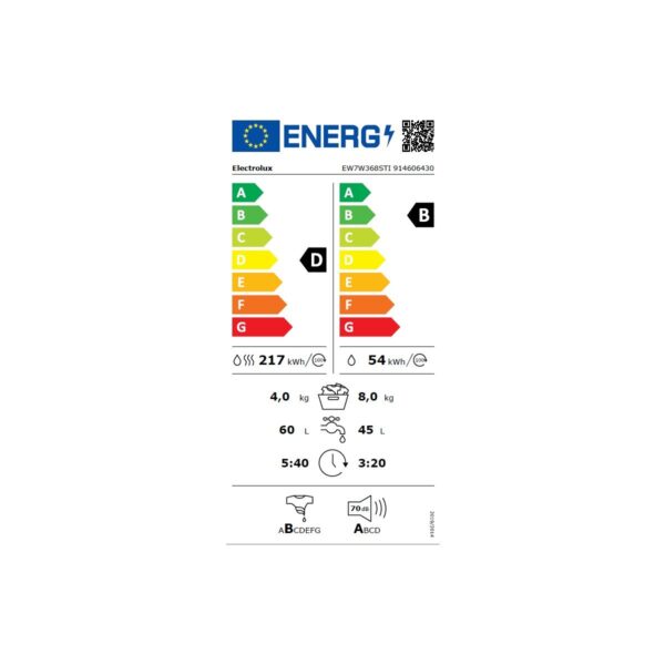 Electrolux EW7W368STI 1600 Devir 8kg / 4 kg Kurutmalı Çamaşır Makinesi