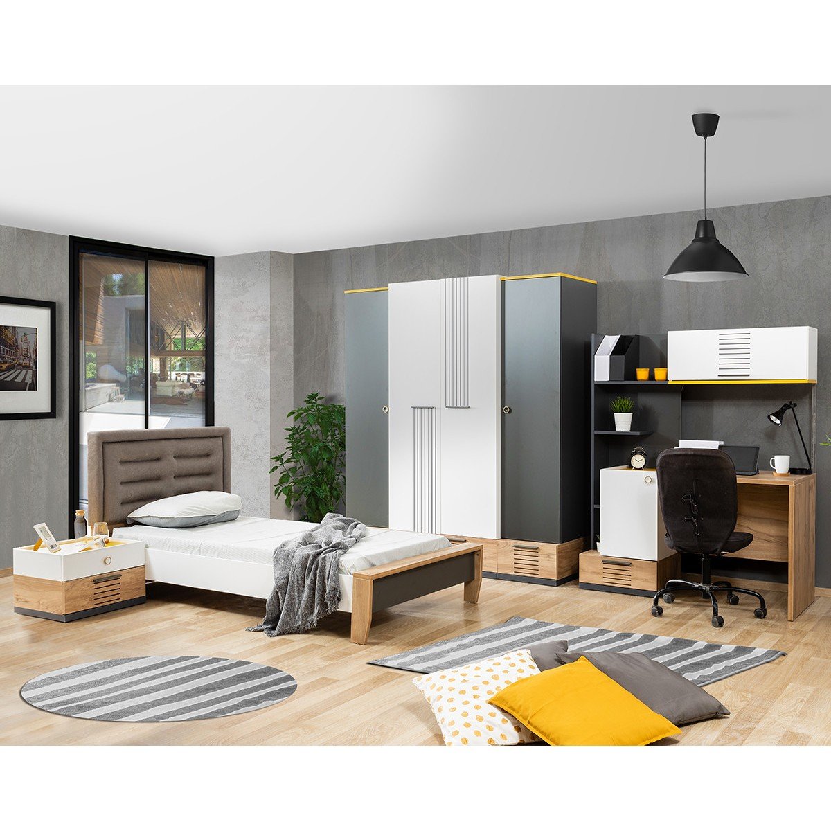 Setay Relax Genç Odası Takımı, Dolap, Karyola, Komodin, Masa