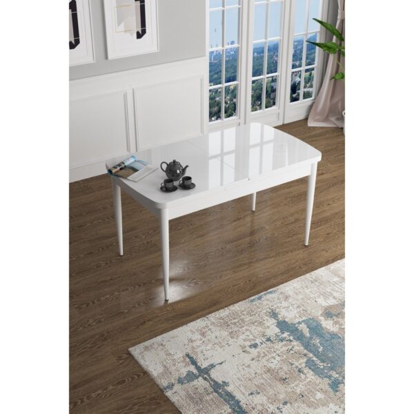 Concept Han Serisi 70 x 114 Cm, Açılabilir Mdf Mutfak Masa Takımı, Beyaz Masa ve 4 Sandalye
