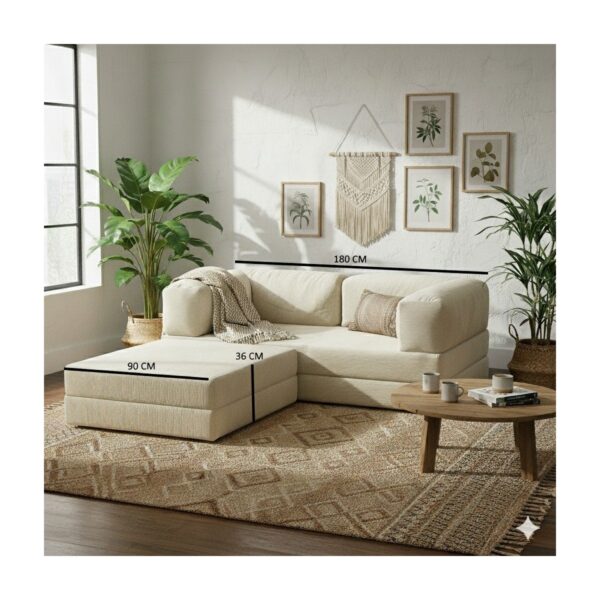 MONAMI Dechome Modern Fitilli Kadife | Köşe Koltuk | 180X180 Köşe Takımı | Modüler Köşe Takımı | Yataklı L Koltuk | Fitilli Kadife
