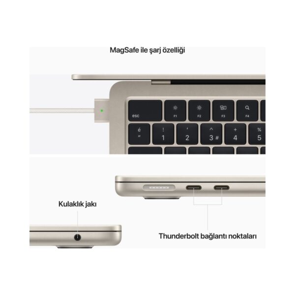 Apple MacBook Air M2 16GB 256GB SSD macOS 13″ Taşınabilir Bilgisayar Yıldız Işığı MC7W4TU/A ( 2 Yıl Apple Türkiye Garantili )