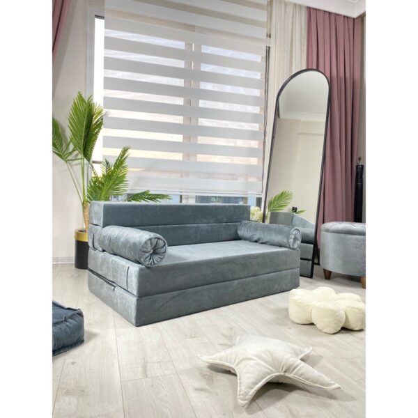 Minness Katlanır Koltuk Yataklı Açık Gri Mikrofiber Kumaş 120*200 cm Ergonomik Tasarım