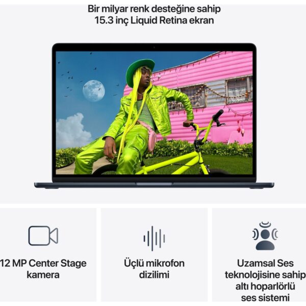 Apple MacBook Air M5 16GB 512GB SSD macOS 15″ Taşınabilir Bilgisayar Gece Yarısı MDVH4TU/A ( 2 Yıl Apple Türkiye Garantili )
