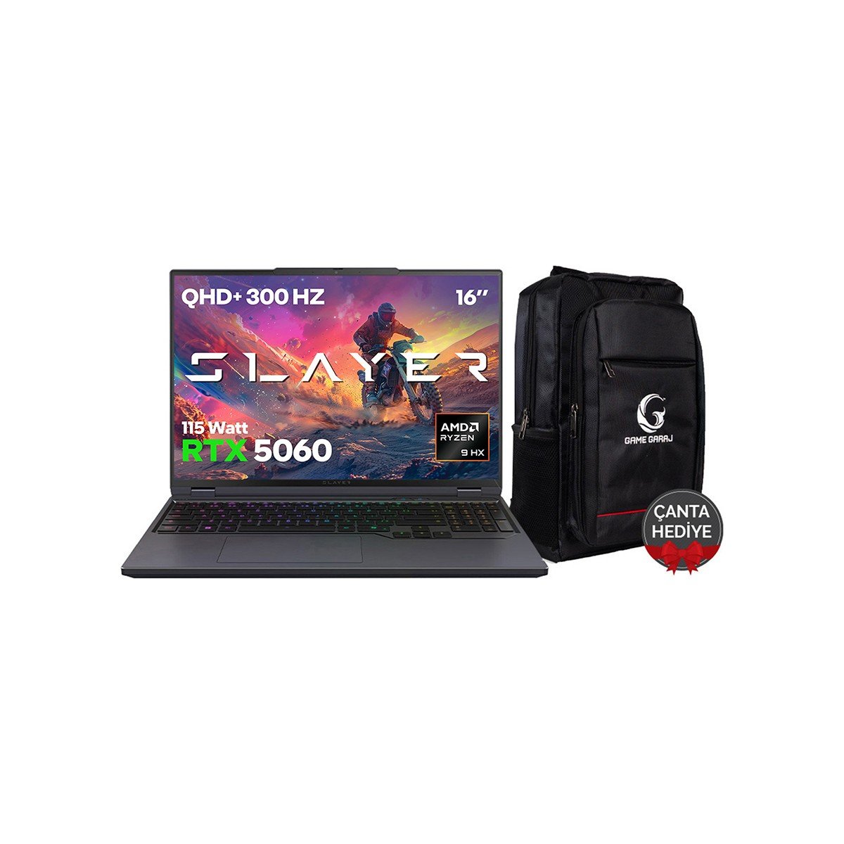 Game Garaj Slayer R9T-5060 C7 AMD Ryzen 9 8945HX 16GB 1TB SSD RTX5060 Freedos 16" Taşınabilir Bilgisayar